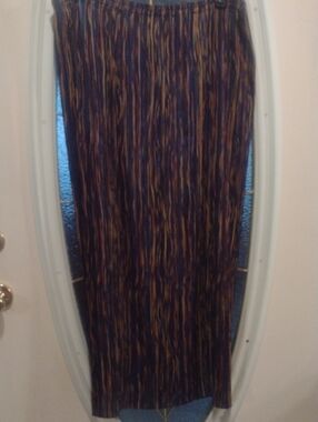 Josephine Chaus Navy Blue and Brown Maxi Skirt